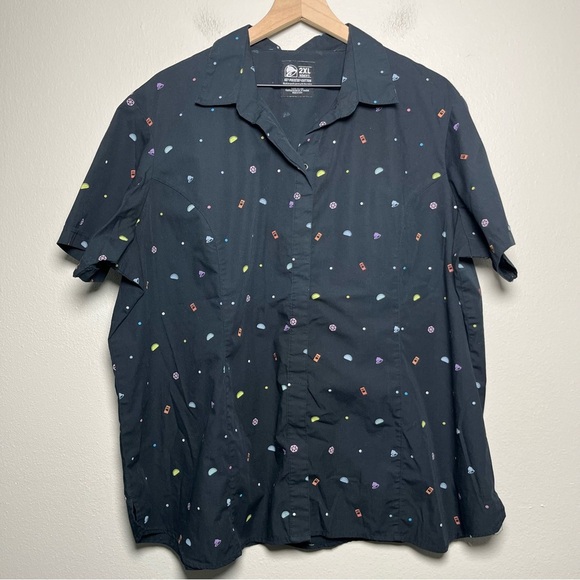 Taco Bell Women Shirt 2XL Camp‎ Hot Sauce Graphic Button Down Taco Food Work - Picture 1 of 8